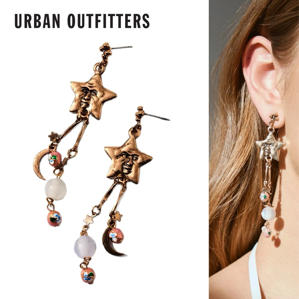 Urban Outfitters Nina Celestial Star & Moon Drop Earring